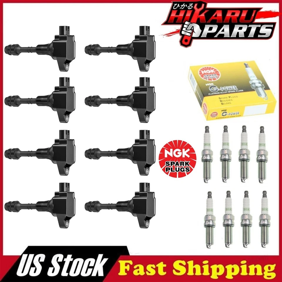 8x bujías NGK y 8x bobina de encendido para Nissan Armada Titan INFINITI QX56 5,6 L Foto 1 de 4