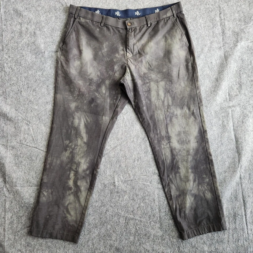 Pantalón chino Lauren Ralph Lauren para hombre 40x30 verde elástico recto tie dye camuflaje Foto 1 de 4