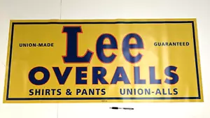 LEE Overalls early 1900's "Vintage Style" Store Banner Sign Blue Jeans - Picture 1 of 3