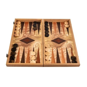 Luxury Manopoulos Olive Burl Backgammon Set, Olive Checkers - Handmade in Greece - Picture 1 of 6