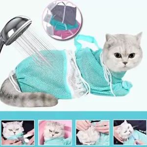 Cat Shower Net Bag Cat Grooming Bathing Bag Adjustable Cat Washing Bag D9J2/ - Picture 1 of 18