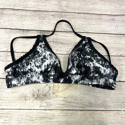 Athleta Roca Chica Scallop Bikini Top Size Small 983887 Tie Dye Black White - Image 1 of 4