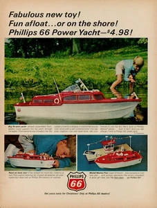 Phillips 66 Dealers 1965 Power Yacht Marina Pier Boy anuncio impreso vintage de Navidad - Imagen 1 de 8