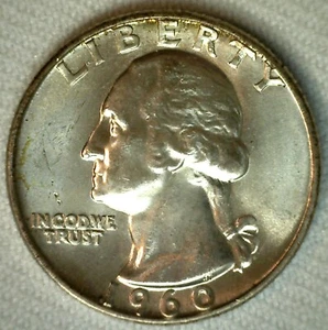 1960 D US Washington Quarter Coin 25c Silver Brilliant Uncirculated - Picture 1 of 2