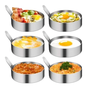 2/4/6PCS Egg Rings Round Frying Pan Pancake Cooking Mould With Handle - Picture 1 of 15