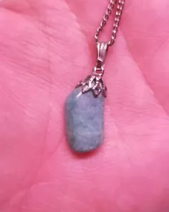 Collar Piedra Natural Vintage 16" Cadena Tono Plateado Colgante Azul Excelente - Imagen 1 de 4