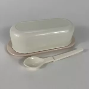 Plato de mantequilla Tupperware 1 soporte de barra blanco y marfil rosa 2320A cuchara 120823 - Imagen 1 de 12