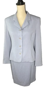 Alex Garfield 2 Piece Suit Skirt Size 10P Jacket Size 8P Light Blue - Picture 1 of 21