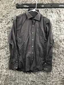 AF Platinum Modern Fit Shirt Size L Mens Long Sleeve Spread Collar Gray Plaid - Picture 1 of 10