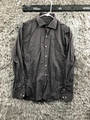 AF Platinum Modern Fit Shirt Size L Mens Long Sleeve Spread Collar Gray Plaid - Image 1 of 4