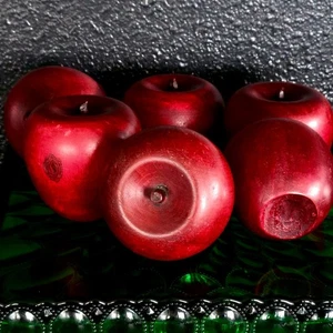6 manzanas rojas oscuras de madera vintage casa de campo pesada de 3" de alto - Imagen 1 de 7