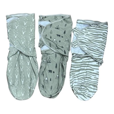 Lote de 3 Swaddle Wraps Mama Cheetah Grande 14-18 libras Algodão Orgânico Ajustável - Imagem 1 de 4