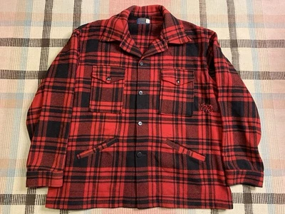 Vintage Distressed Pendleton Jacket Red Plaid Mackinaw Pure Wool Mens XL!!! - Image 1 of 4