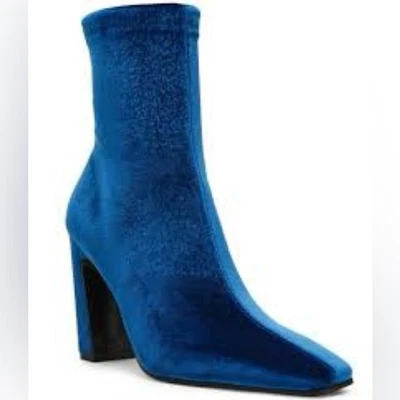 Botas Steve Madden Vinka azul veludo bloco salto alto biqueira tamanho 8.5 - Imagem 1 de 4