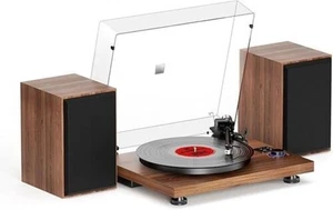 Holz Bluetooth Plattenspieler Kabellos HiFi Anlage Turntable Konverter (Neu) - Bild 1 von 3