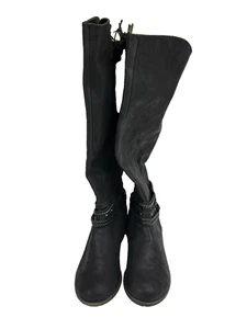 Editor Damen Weite Wade Hohe Reitstiefel Kniehoch Niedriger Absatz Schwarz Größe 8,5M - Bild 1 von 6