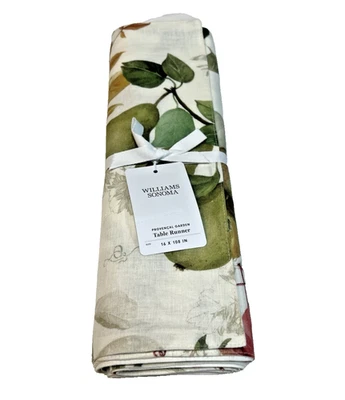 Williams Sonoma Provençal Garden Table Runner Linen Made in Italy 16 x 108 - Image 1 of 3