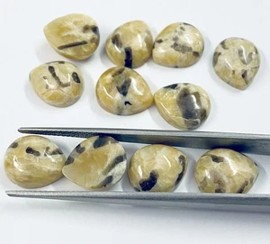 Natural Yellow Zebra Jasper Pear Cabochon 3x5mm–18x25mm Loose Gemstones - Picture 1 of 10
