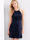 GAP Linen-cotton embroidery fit &amp; flare dress,dark night SIZE 8 T   #720075 v910