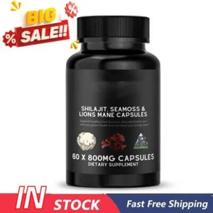 Shilajit Sea Moss -Lion's Mane Adaptogen Energy /Immunity Brain Boost-60PCS - Picture 1 of 10