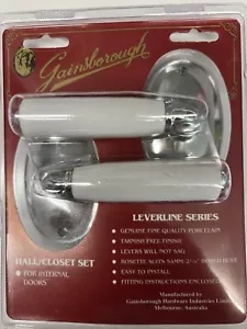 RARE! Gainsborough White Porcelain & Chrome Lever Set Hall & Closet 605WHIBC60 - Picture 1 of 2