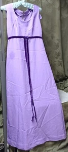 WOW!! WOMEN'S VINTAGE HANDMADE 60'S PURPLE FLOOR LENGTH DRESS W/VELVET WAISTBAND - Picture 1 of 7