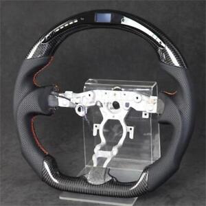 LED Carbon Fiber Perforated Leather Steering Wheel For 2008-2019 Nissan 370z