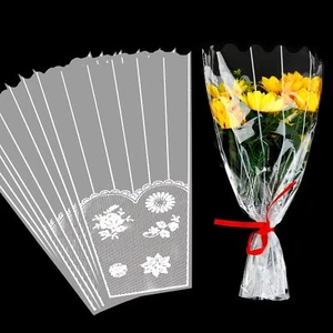 100 Pcs Flower Bouquet Bag Plastic Wrapping Bags for Flower Craft Birthday - Picture 1 of 7