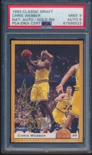 1993 Classic Draft Picks Chris Webber Signed On Card Gold Ink PSA 9 Auto 9 RARE