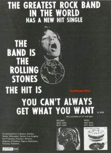 1969 Rolling Stones "You Can't Always Get What You Want" Song Promo Reprint Ad - Picture 1 of 1