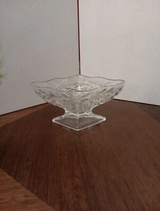VINTAGE INDIANA GLAS ANANAS FLORALES MUSTER FUSS DIAMANTFORM SCHALE KOMPOTT - Bild 1 von 4