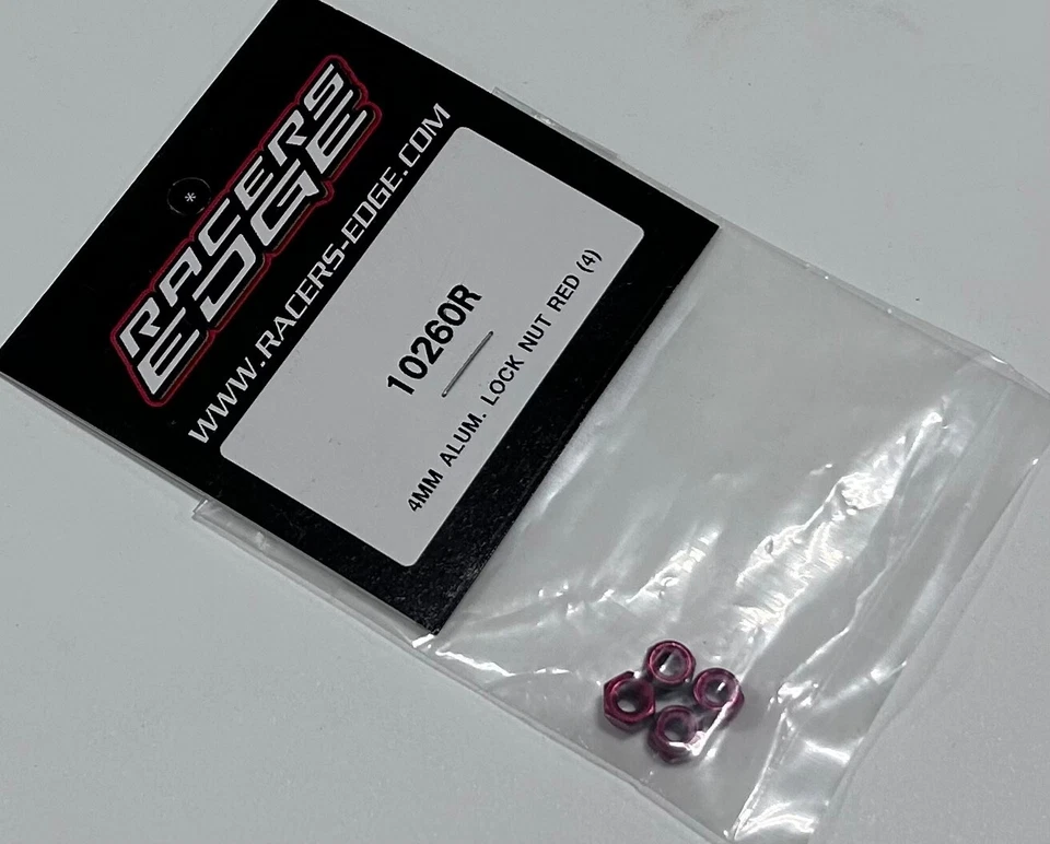RACERS EDGE 4MM ALUMINUM LOCK NUT RED 4PCS - Image 1 of 1