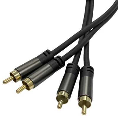 2 Channel 3' Dual RCA Male Audio Cable for Amps Home Theater Digital Analog Cord - Image 1 of 2