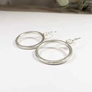 Women Circle Hoops Earrings 925 Silver Stacking Handmade Hoops Earrings Jewelry - Picture 1 of 5