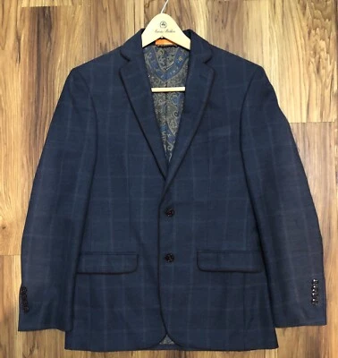 Chaqueta/ablazer Tallia para hombre ajustado, elástico a cuadros, azul marino 36R Foto 1 de 4