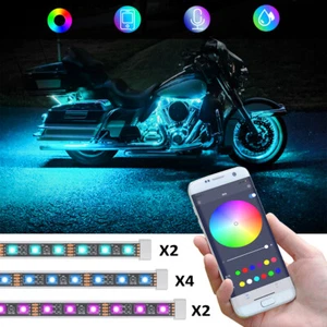 12x RGB Motorrad LED Atmosphäre Streifen Beleuchtung Unterboden Licht Leuchten - Afbeelding 1 van 20