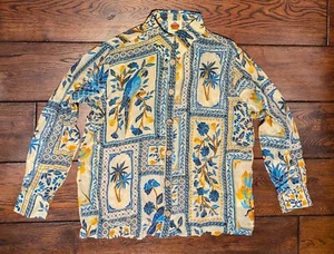 Farm Rio Printed Classic Button-down Shirt Tropical Parrot Pineapple Size S NWT - Picture 1 of 22