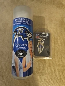 NFL Baltimore Ravens 25" x 16" Cooling Towel Keep Cool in Summer + Keychain - Picture 1 of 2
