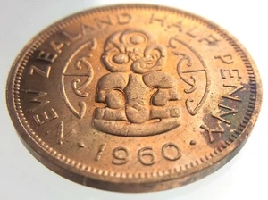 1960 New Zealand 1/2 Half Penny Elizabeth II KM# 23.2 Circulated Coin S415 - Picture 1 of 6