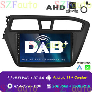 Carplay Android 11 DAB+ Autoradio GPS Navi DSP 32GB für Hyundai i20 GB 2015-2018