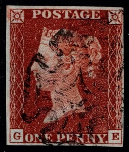1841 1d Rosso Nero Pl 11 GE 4m Croce di Malta Leggera Usato Molto Bene Cat. £130,00 - Foto 1 di 1