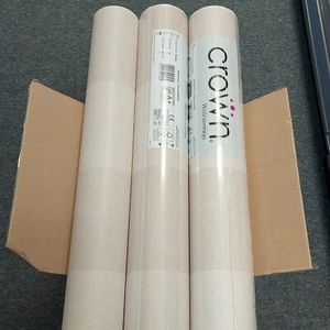 Restpostenangebot 5 volle Rollen £44,99 Krone Glamourös kariert Naturtapete M1503 - Bild 1 von 5