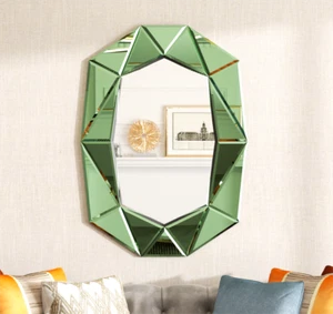 Art Mirror Entryway Bedroom Irregular Splicing 3D Glass Dressing Vanity Mirror - Picture 1 of 18