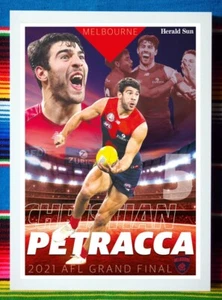 Framed 2021 MELBOURNE DEMONS AFL Premiers Poster CHRISTIAN PETRACCA 62x44cm - Picture 1 of 3