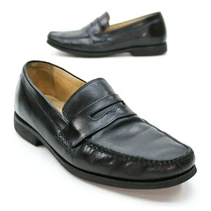Johnston Murphy Men's 9.5 M Black Sheepskin Leather Moc Toe Penny Loafers Brazil - Picture 1 of 12
