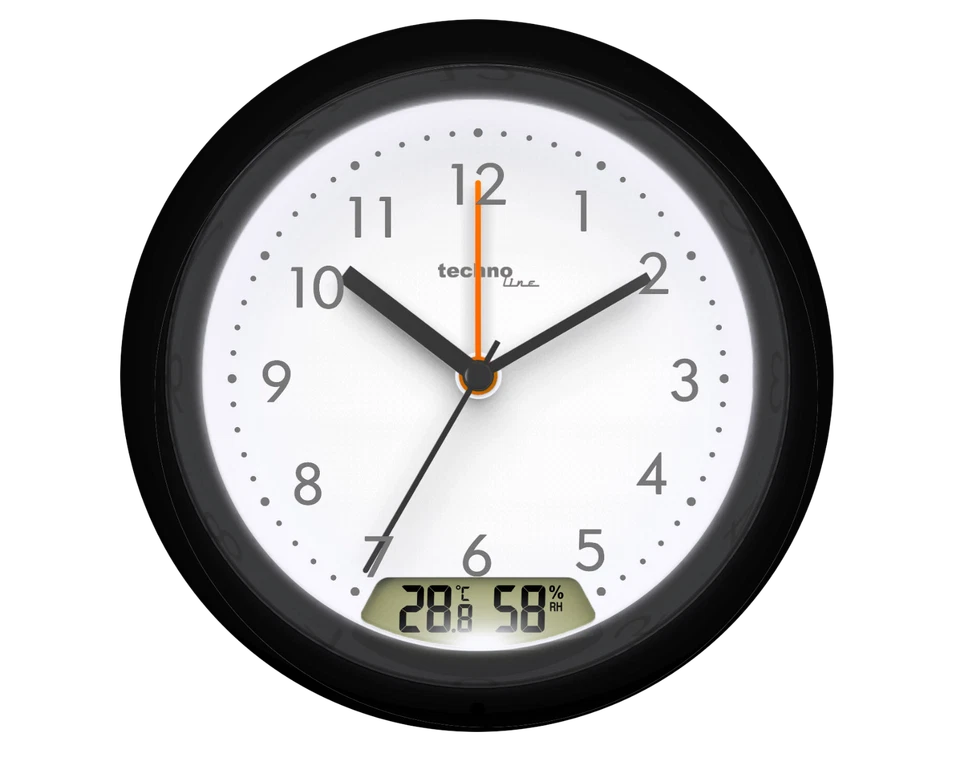 Technoline Wecker WT 767 schwarz analoger Funkwecker Temperatur Luftfeuchtigkeit - Bild 1 von 1