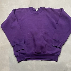 Vintage Raglan Fruit Of The Loom Sweatshirt 80s 90s Faded Blank L Made in USA - Picture 1 of 9