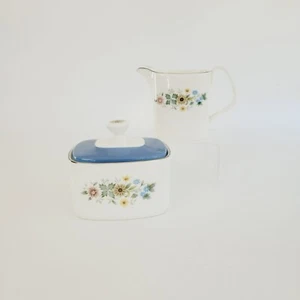 Royal Doulton Pastorale Creamer & Sugar Bowl, Floral Band, Vintage c.1970-90 - Picture 1 of 11