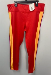 Xersion Red Athletic Leggings Girls Size XL (18.5) Orange & Purple Leg Stripe - Picture 1 of 6