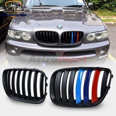 For 2004-2006 BMW E53 X5 SUV LCI Front Hood Kidney Grille Matte Black M-Color 2X Foto 1 de 4